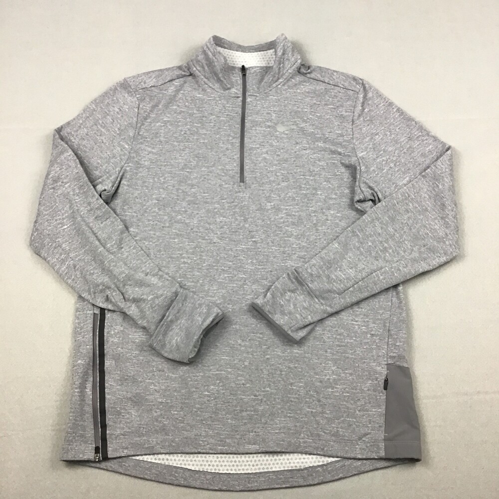 Nike Sweater Men Large Gray 1/4 Zip Pullover Long Sleeve Dri Fit Running Top L